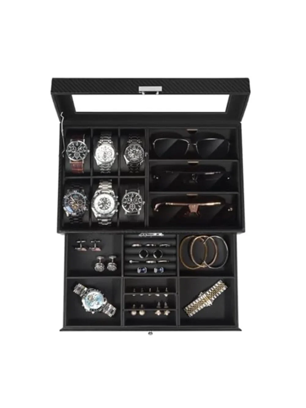 Jewelry Box 6 Slot Watch Box Jewelry Organizer With Drawer